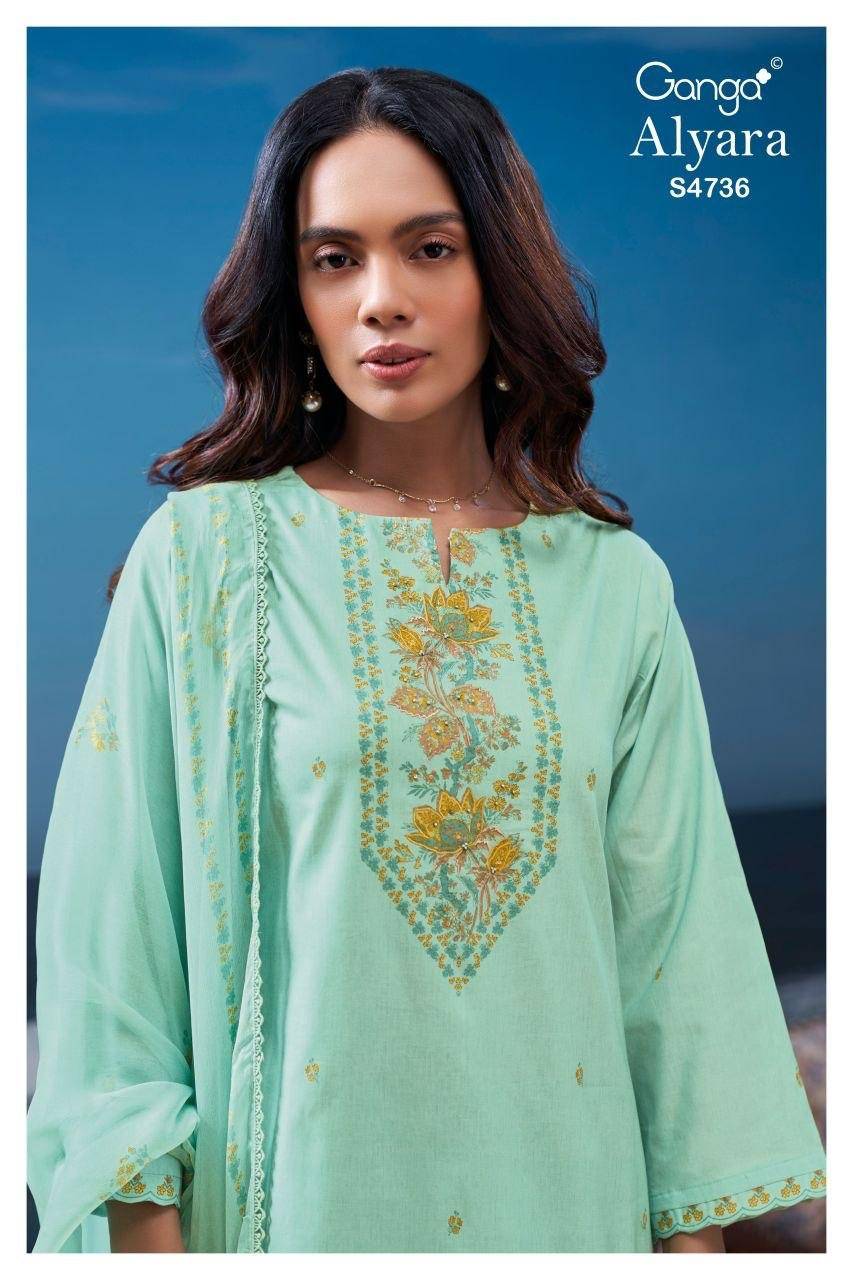 ALYARA 4736 By GANGA 4736 A TO 4736 D Beautiful Festive Suits Stylish Colorful Fancy Casual Wear & Ethnic Wear PREMIUM COTTON Dresses At Wholesale Price